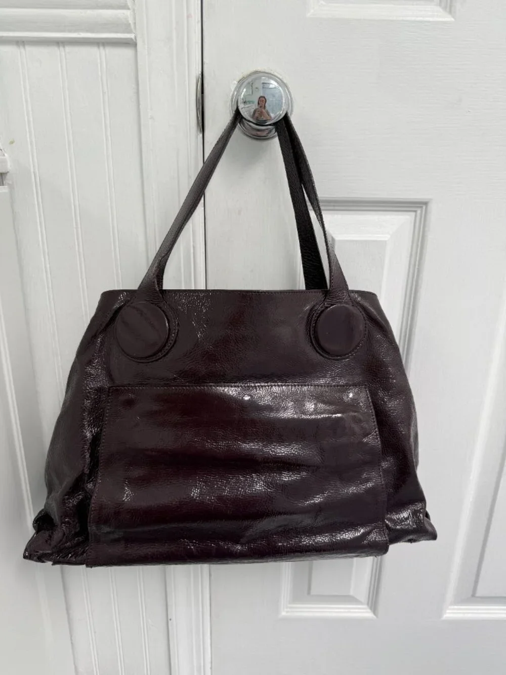 Goldenbleu Italian Plum Patent Leather Bag